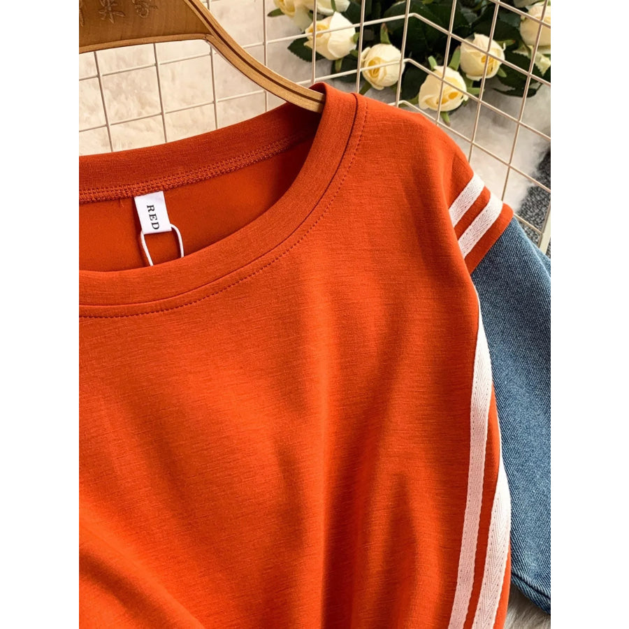 Color Block Short Sleeve Casual Dress Apparel and Accessories