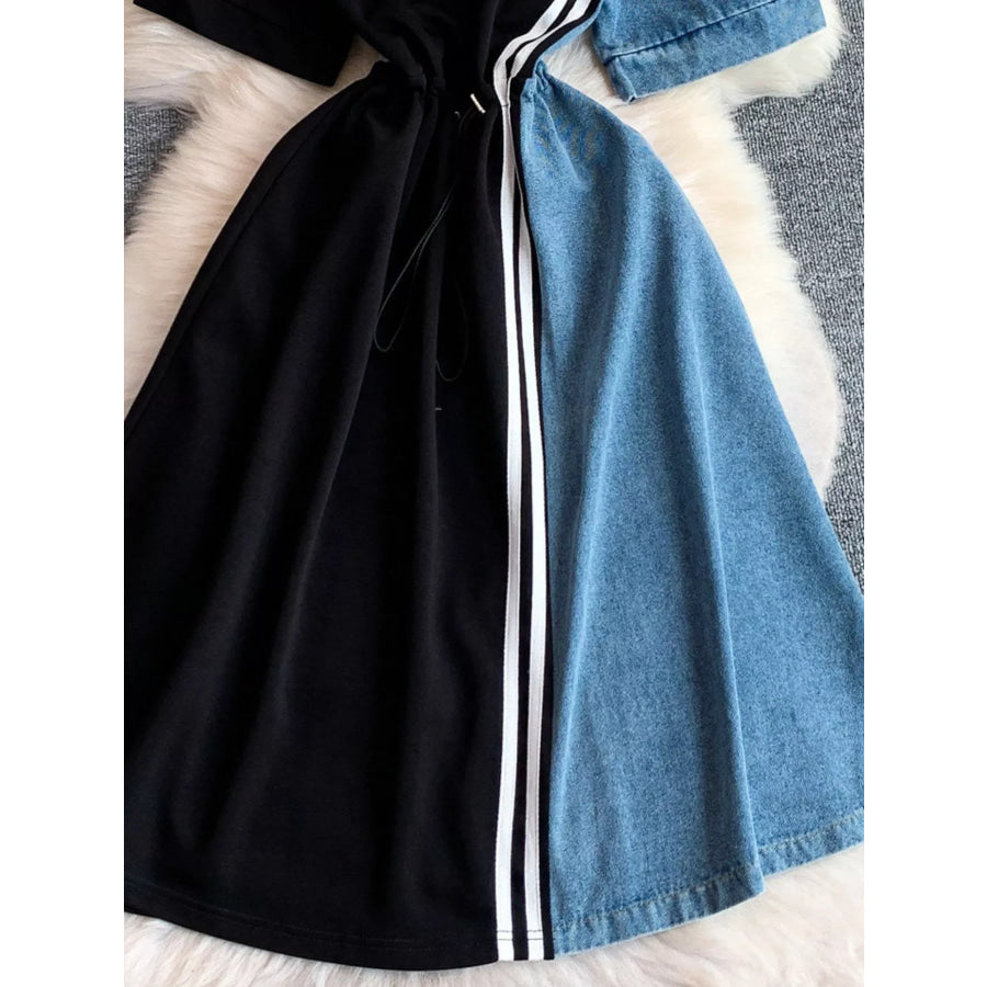 Color Block Short Sleeve Casual Dress Apparel and Accessories