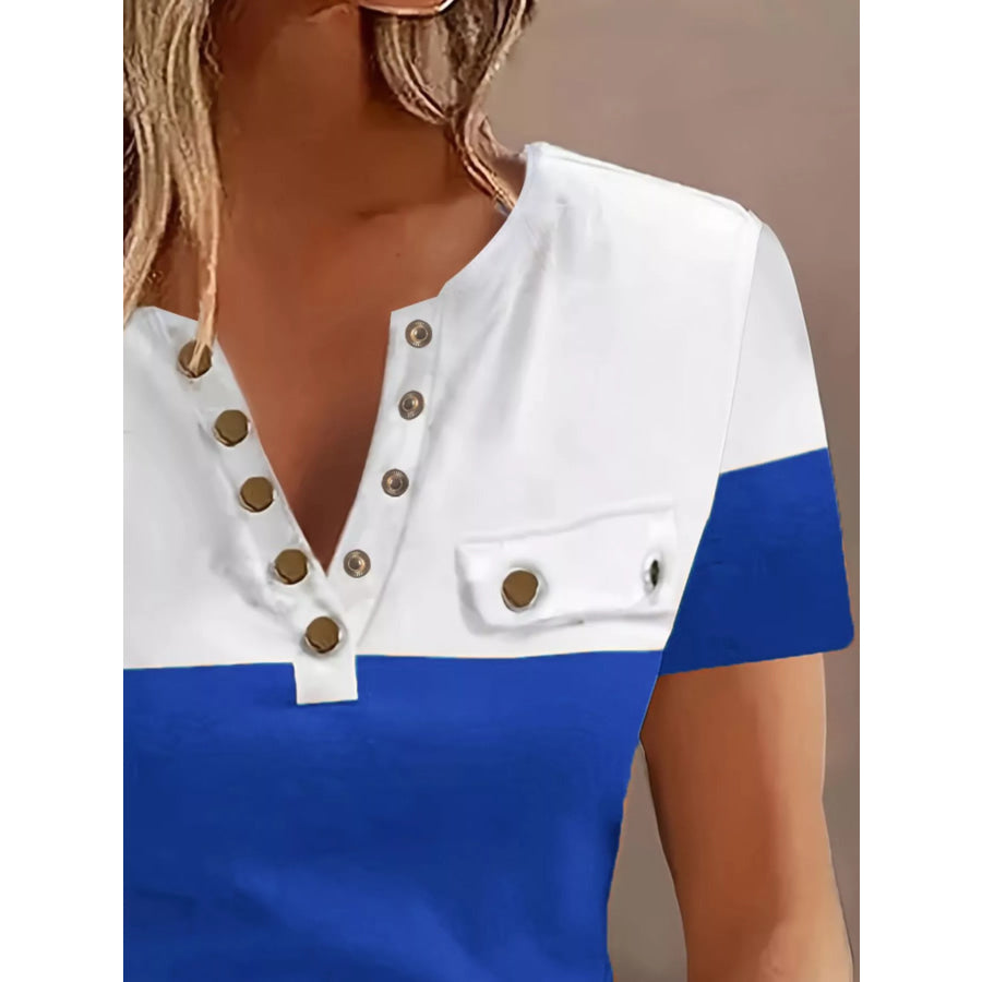 Color Block Short Sleeve Casual T-Shirt Apparel and Accessories