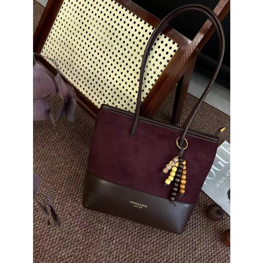Color Block Shoulder Bag Burgundy / One Size Apparel and Accessories
