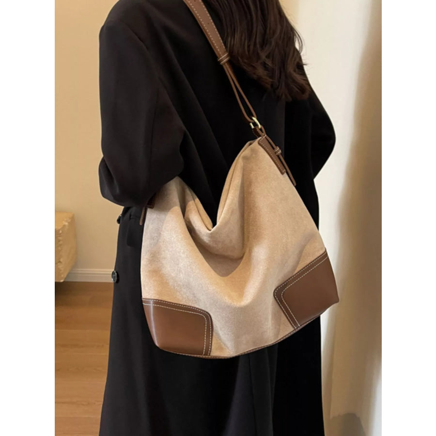 Color Block Shoulder Bag Khaki / onesize Apparel and Accessories