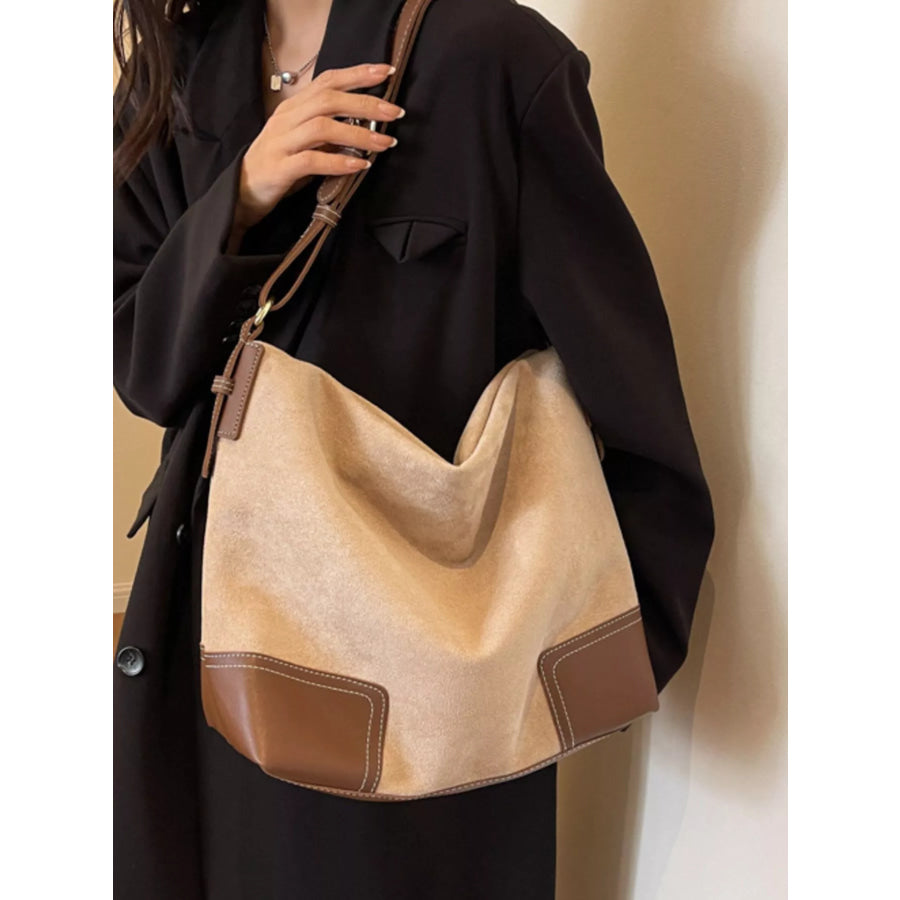 Color Block Shoulder Bag Khaki / onesize Apparel and Accessories