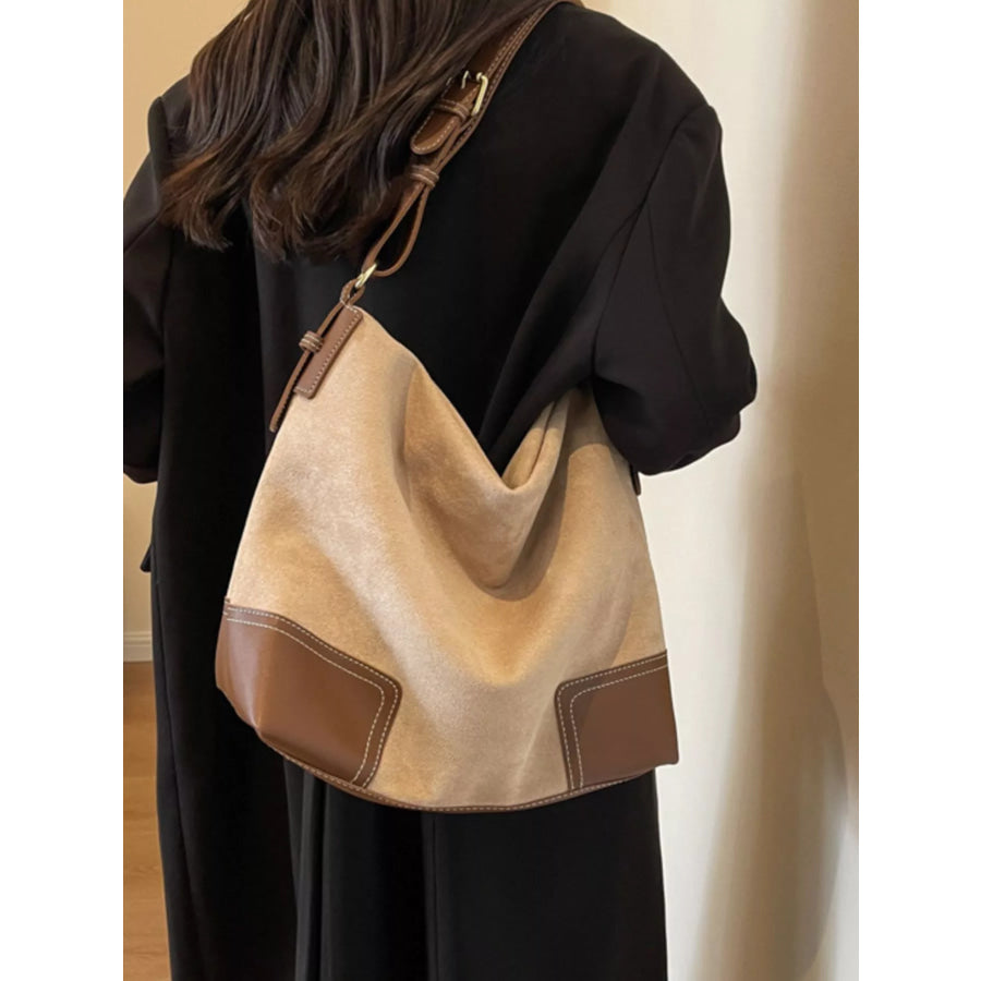 Color Block Shoulder Bag Khaki / onesize Apparel and Accessories