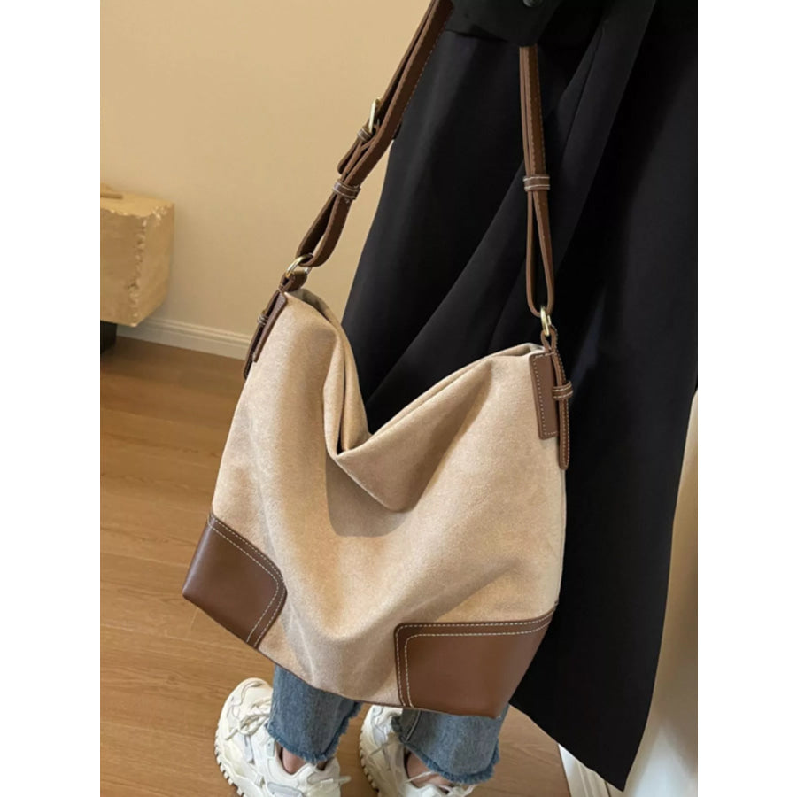 Color Block Shoulder Bag Khaki / onesize Apparel and Accessories