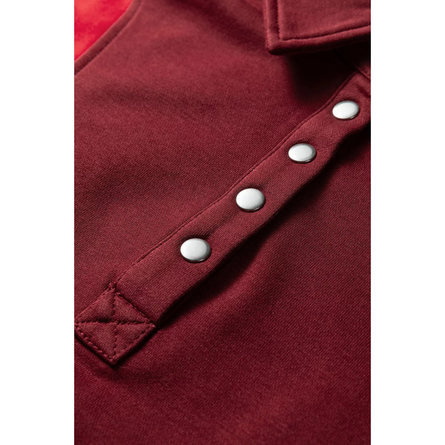 Color-Block Snap-Button Oversized Sweatshirt Apparel and Accessories
