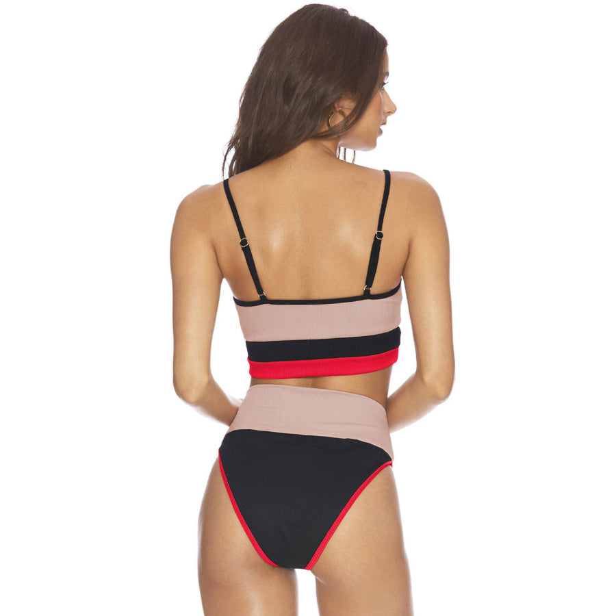 Color Block Spaghetti Strap Two-Piece Swim Set Apparel and Accessories