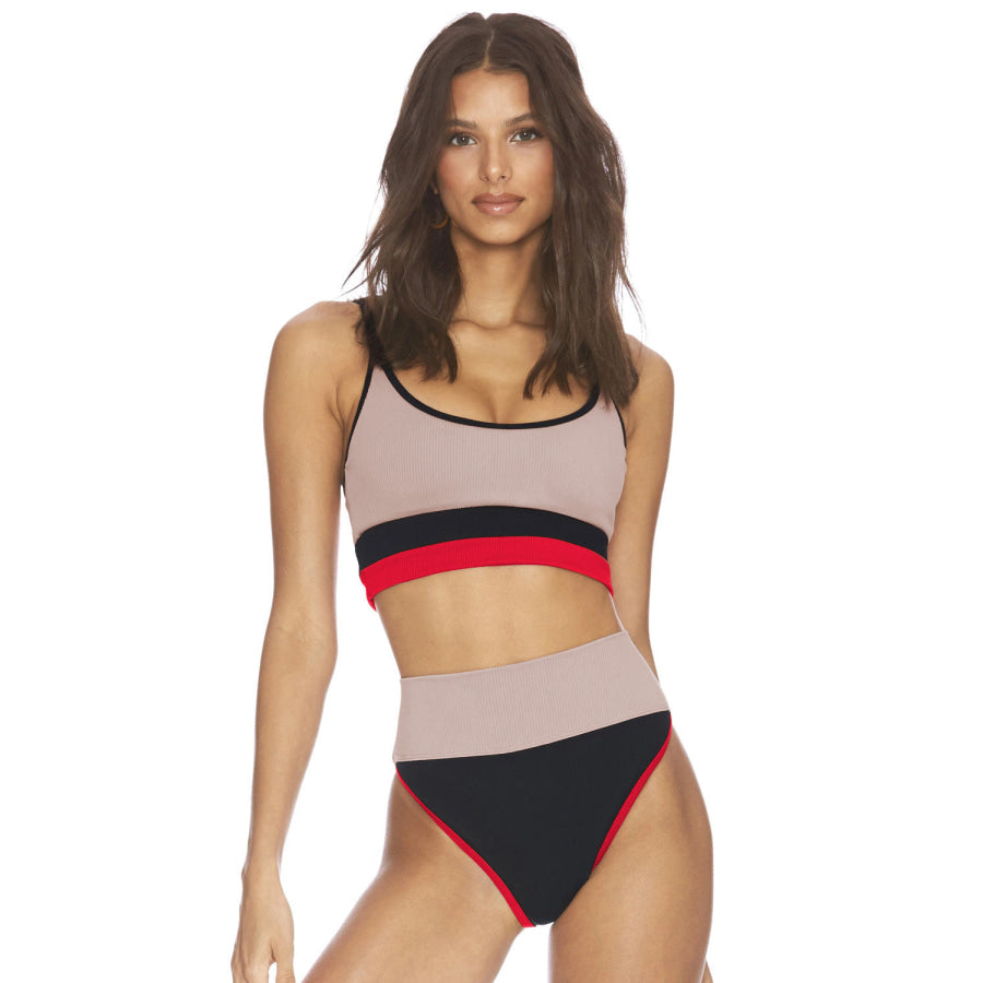 Color Block Spaghetti Strap Two-Piece Swim Set Apparel and Accessories