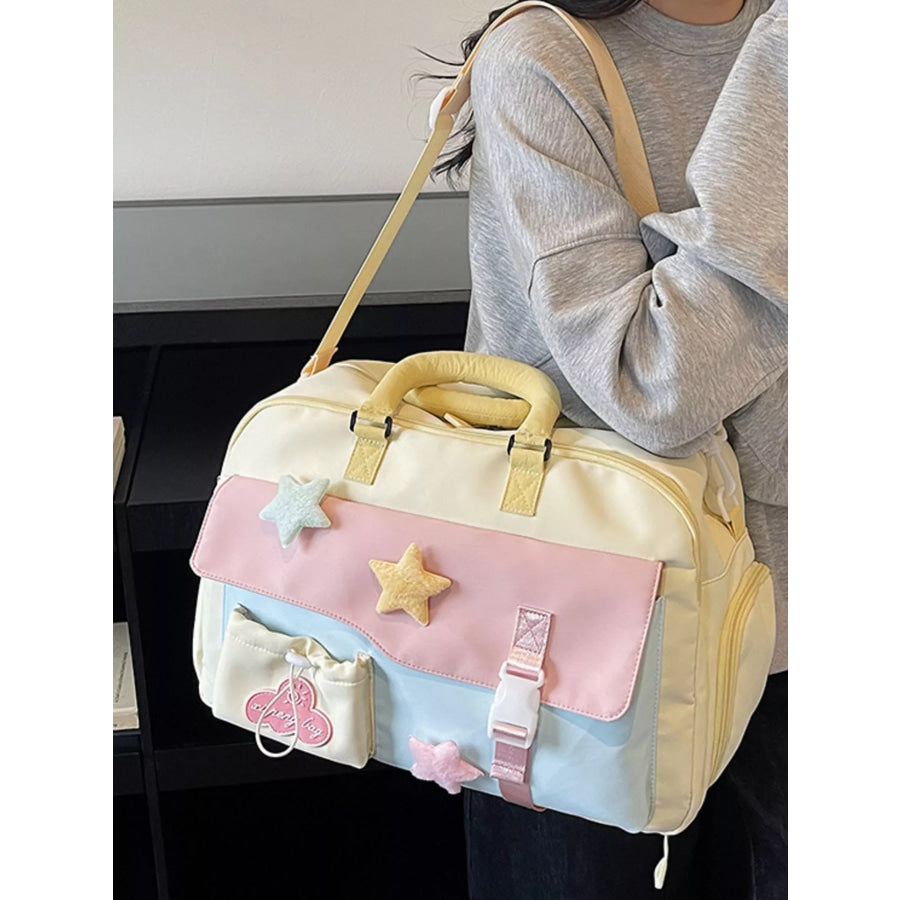 Color Block Star & Cloud Embellished Travel Bag Apparel and Accessories
