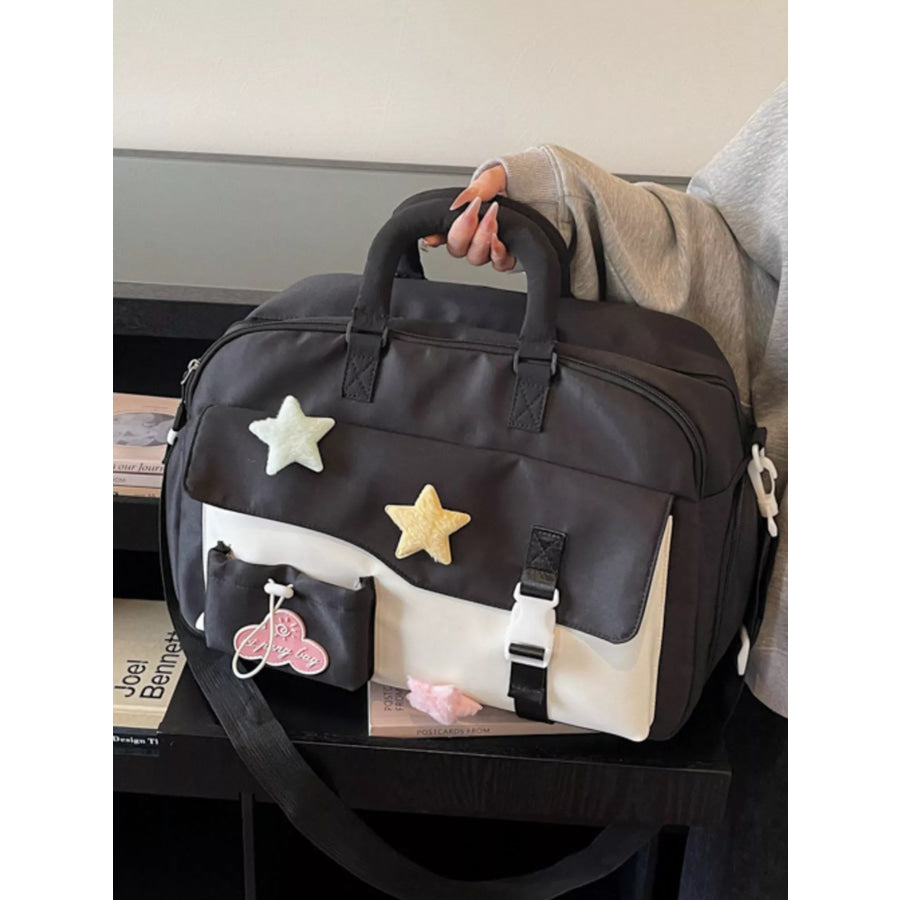 Color Block Star & Cloud Embellished Travel Bag Apparel and Accessories