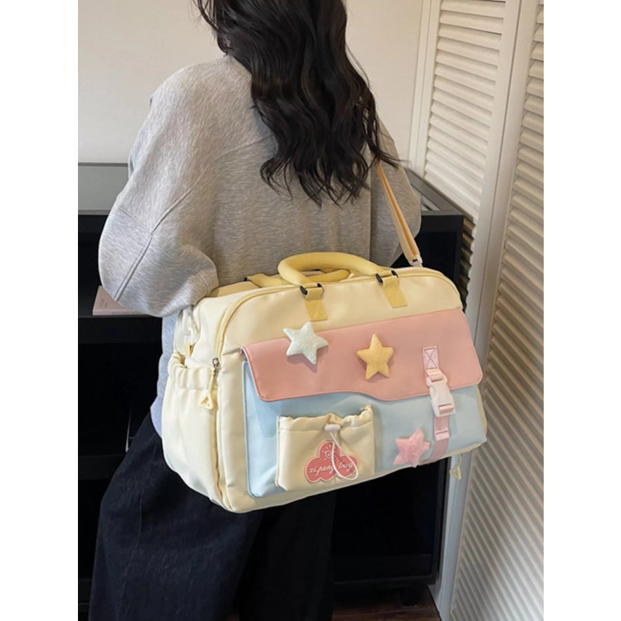 Color Block Star & Cloud Embellished Travel Bag Yellow / onesize Apparel and Accessories