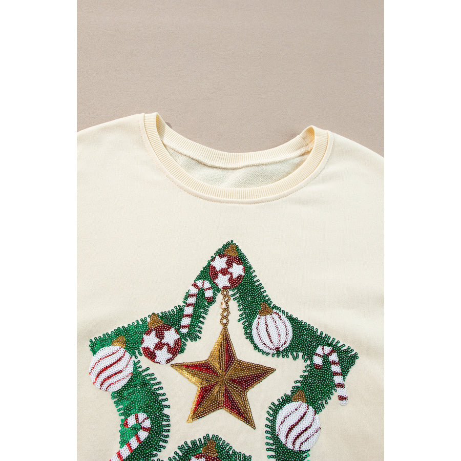 Color Block Star Side Slit Lantern Sleeve Sweatshirt Apparel and Accessories