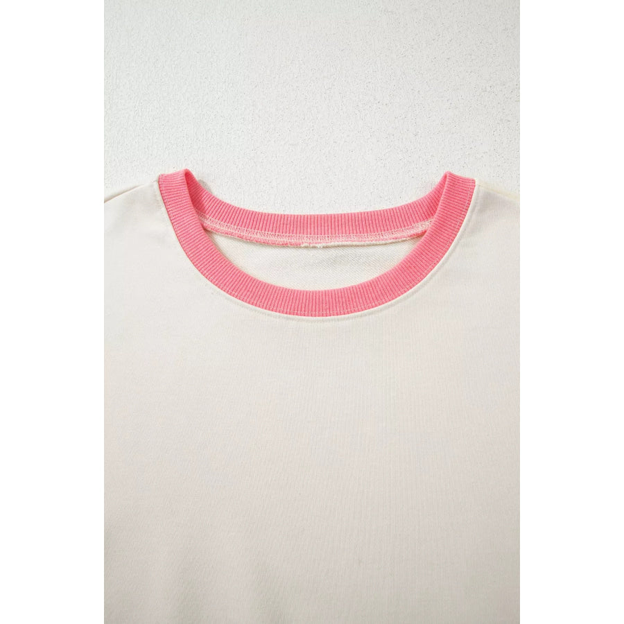 Color Block Striped Patchwork Dolman Slit Sweatshirt Apparel and Accessories