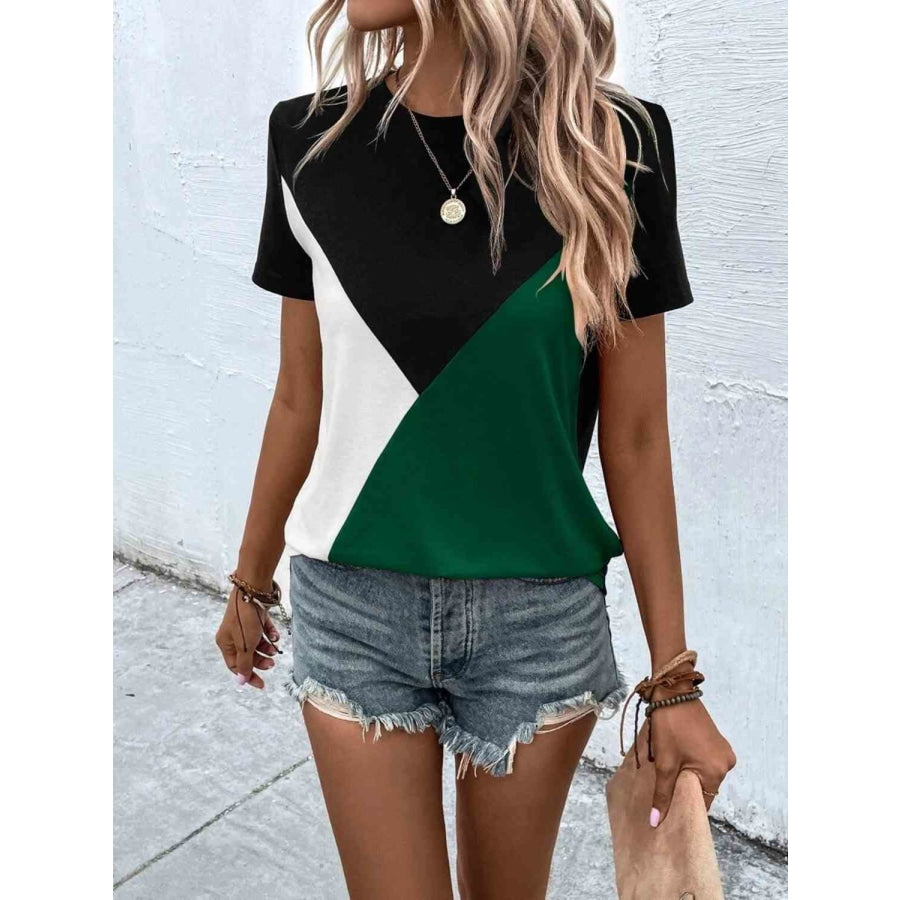 Color Block T-Shirt Green / S Clothing