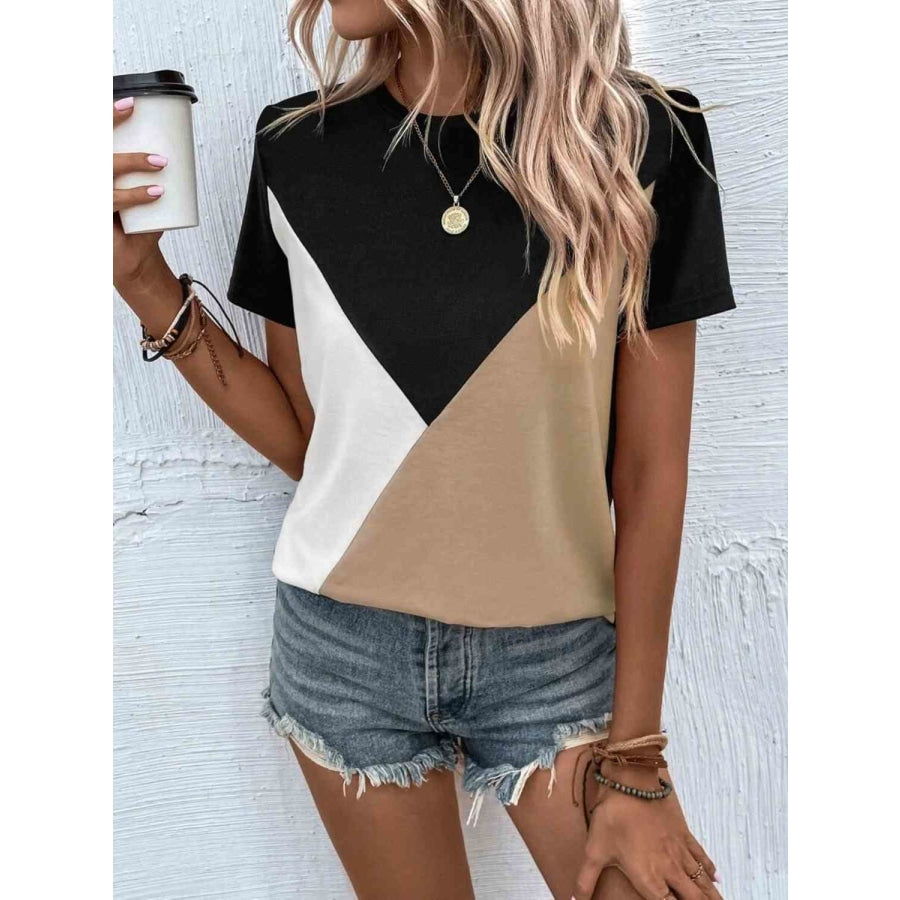 Color Block T-Shirt Sand / S Clothing