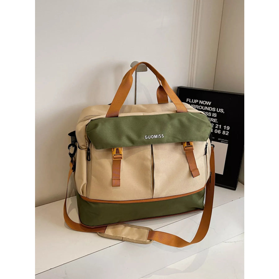Color Block Travel Bag Khaki / onesize Apparel and Accessories
