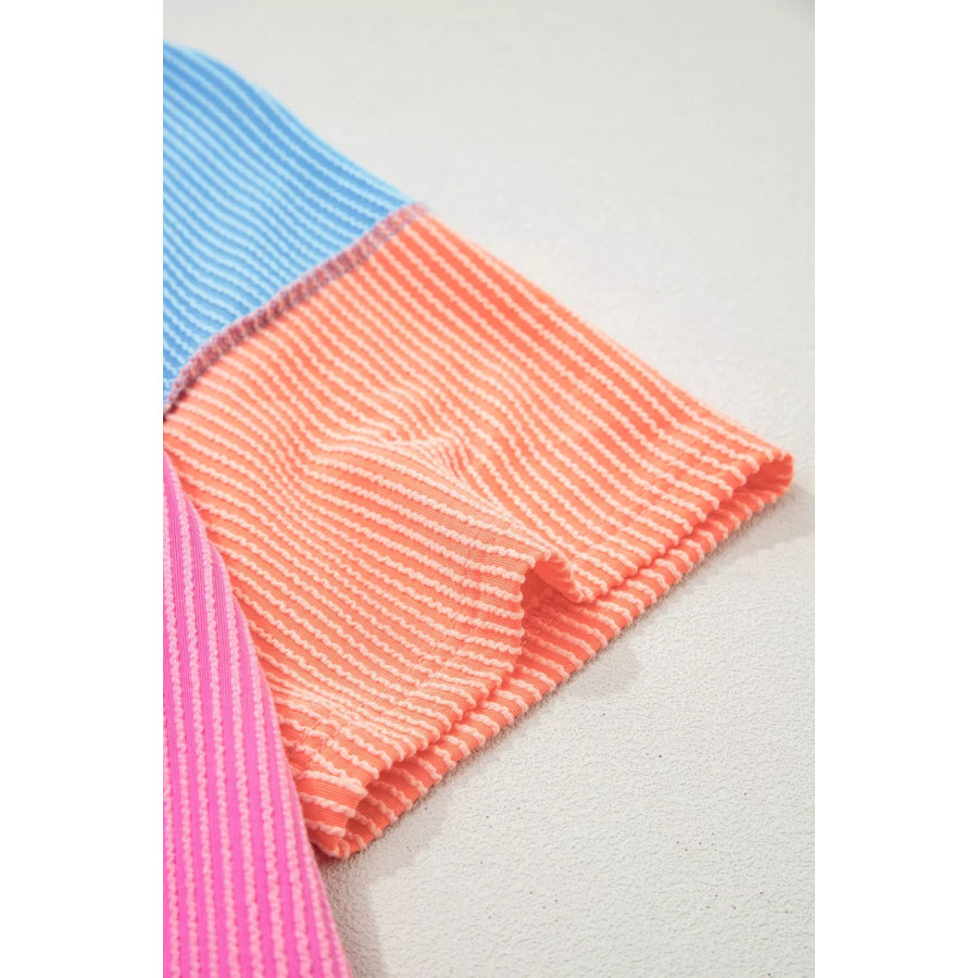 Color Block Twisted Ribbed Tee Apparel and Accessories