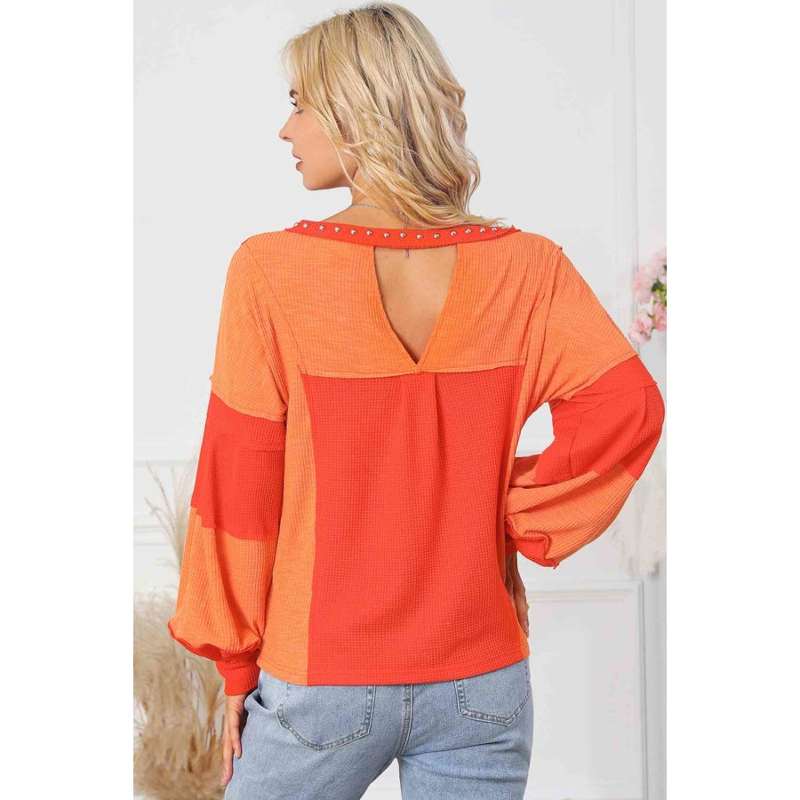 Color Block V-Neck Top