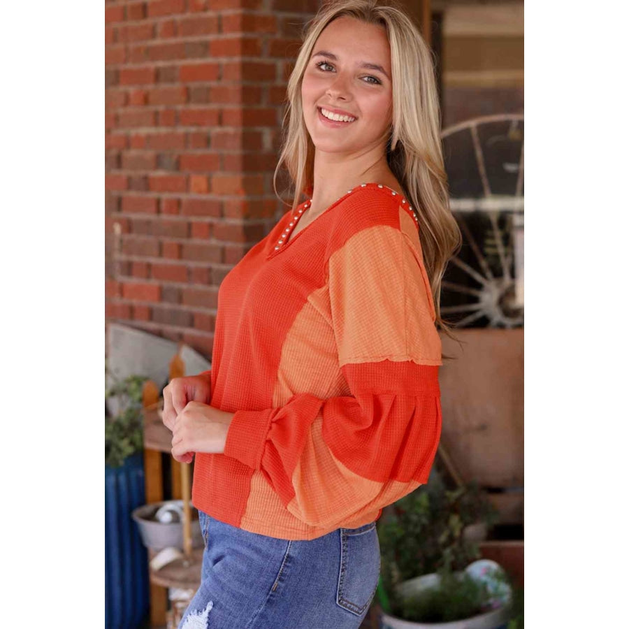 Color Block V-Neck Top