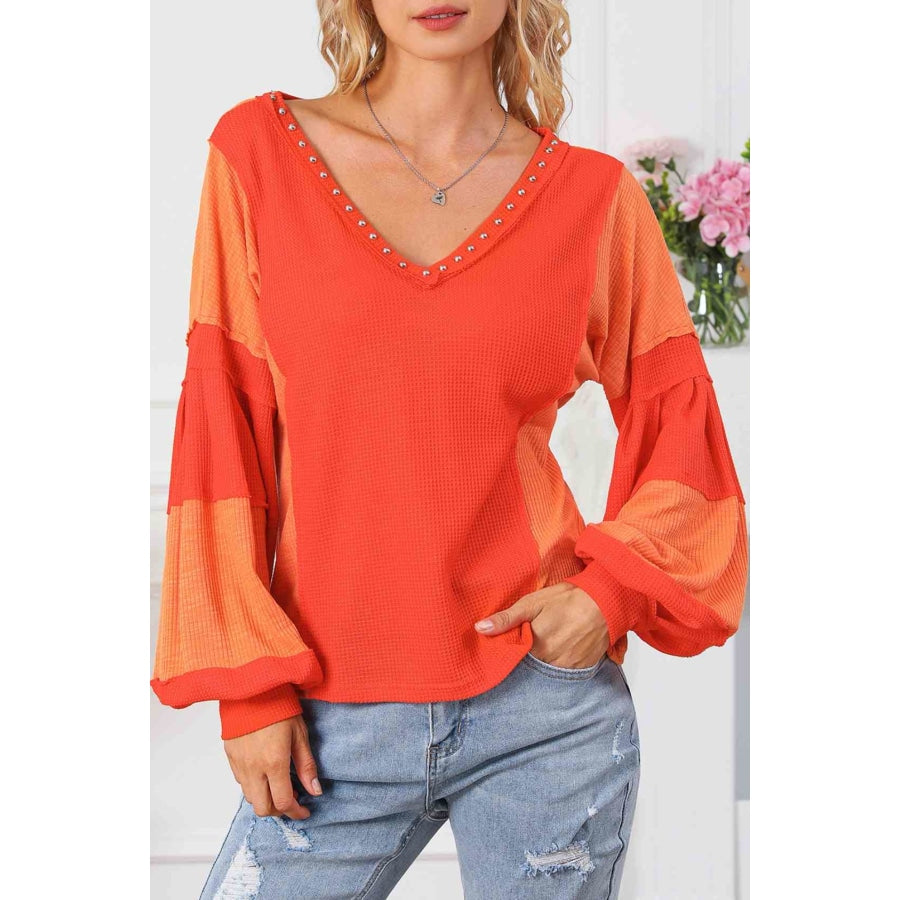 Color Block V-Neck Top