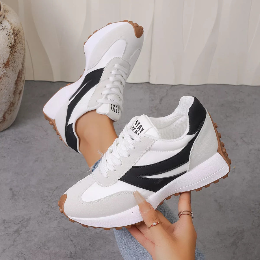 Color‑Blocked Platform Casual Sneakers Apparel and Accessories