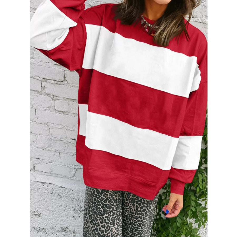 Colorblock Drop Shoulder Baggy Sweatshirt Apparel and Accessories