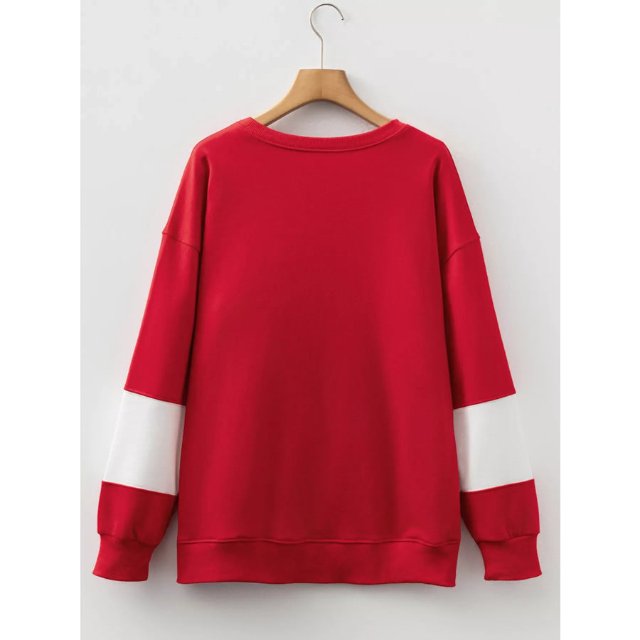 Colorblock Drop Shoulder Baggy Sweatshirt Apparel and Accessories
