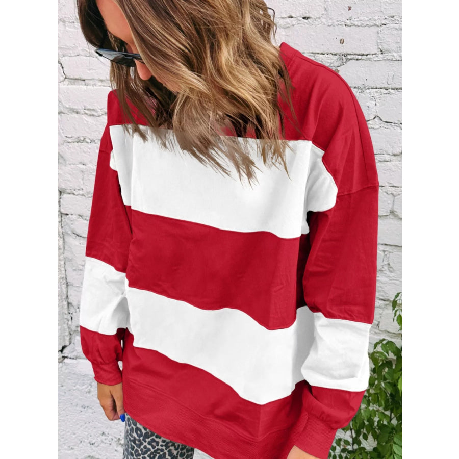Colorblock Drop Shoulder Baggy Sweatshirt Apparel and Accessories