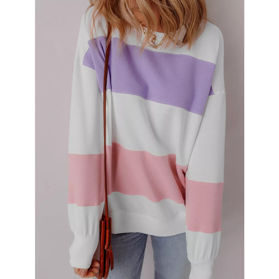 Colorblock Patchwork Drop Shoulder Crewneck Sweatshirt Apparel and Accessories