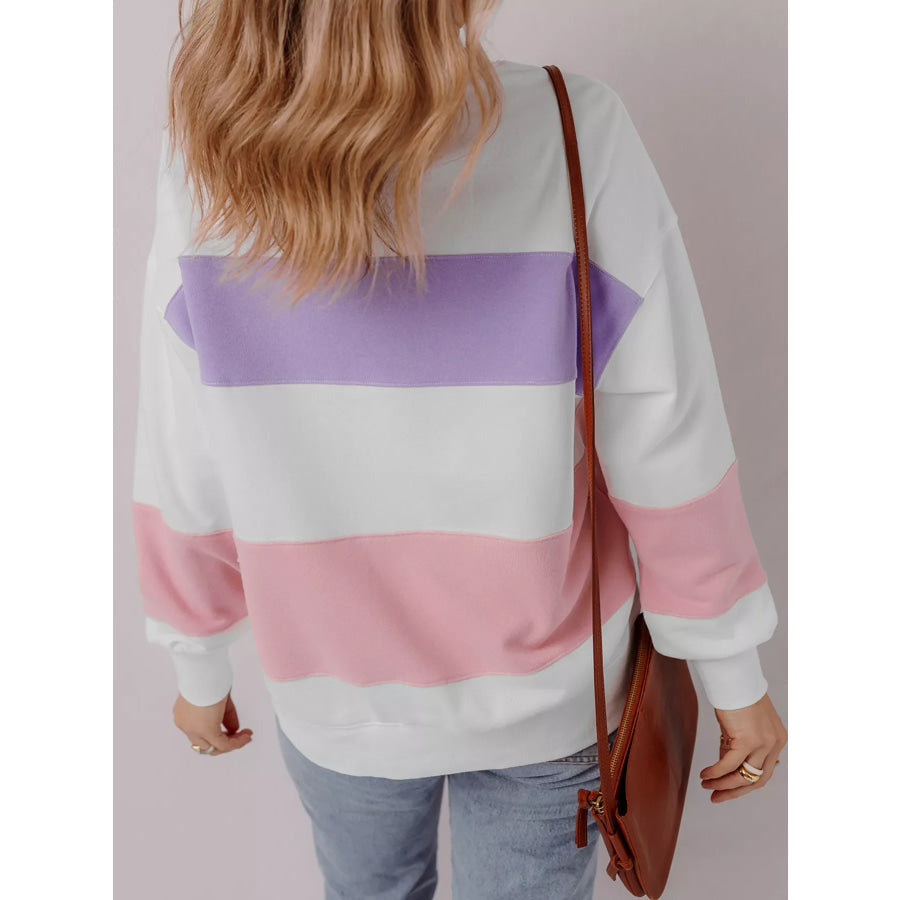 Colorblock Patchwork Drop Shoulder Crewneck Sweatshirt Apparel and Accessories