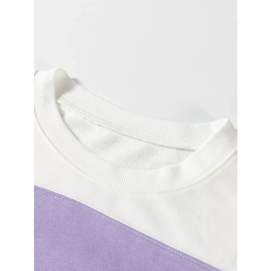 Colorblock Patchwork Drop Shoulder Crewneck Sweatshirt Apparel and Accessories