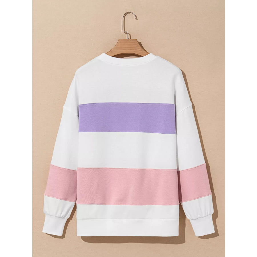 Colorblock Patchwork Drop Shoulder Crewneck Sweatshirt Apparel and Accessories