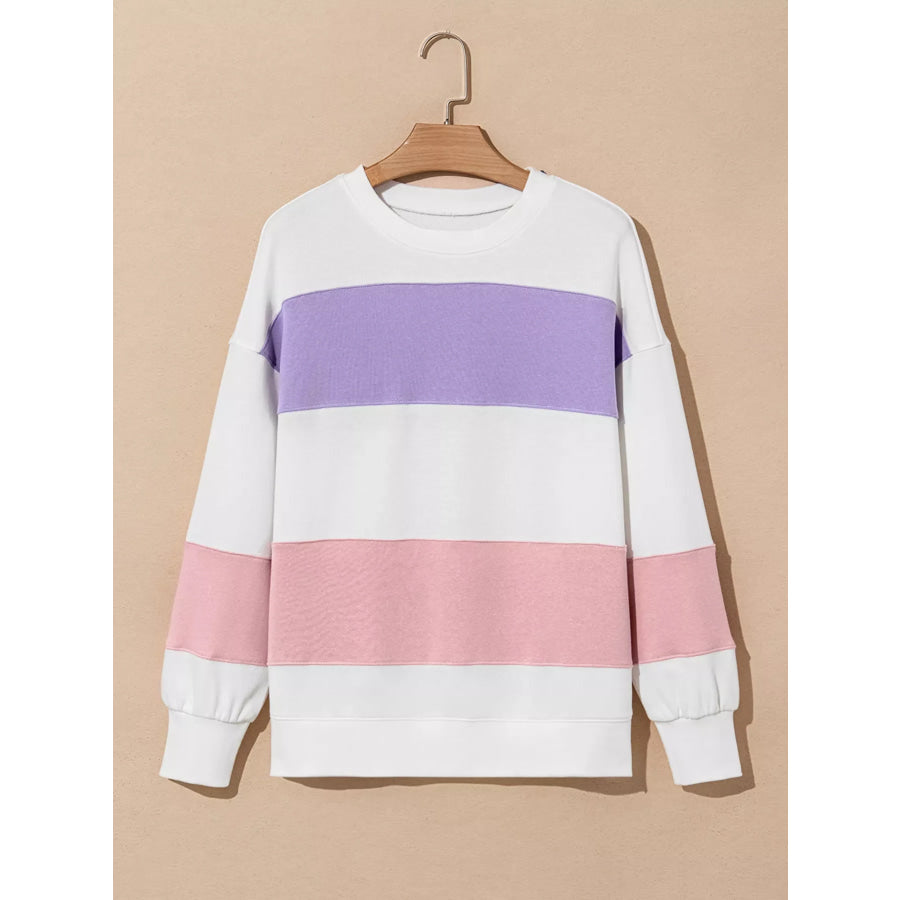 Colorblock Patchwork Drop Shoulder Crewneck Sweatshirt Apparel and Accessories