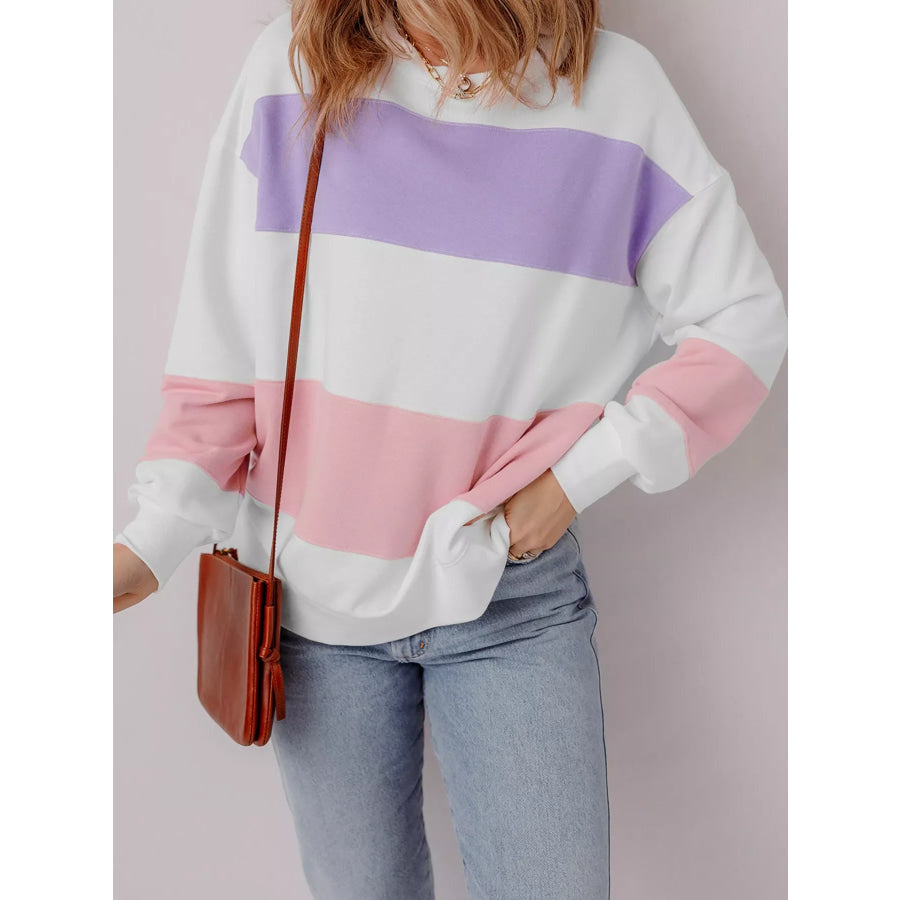 Colorblock Patchwork Drop Shoulder Crewneck Sweatshirt Multicolor / S Apparel and Accessories