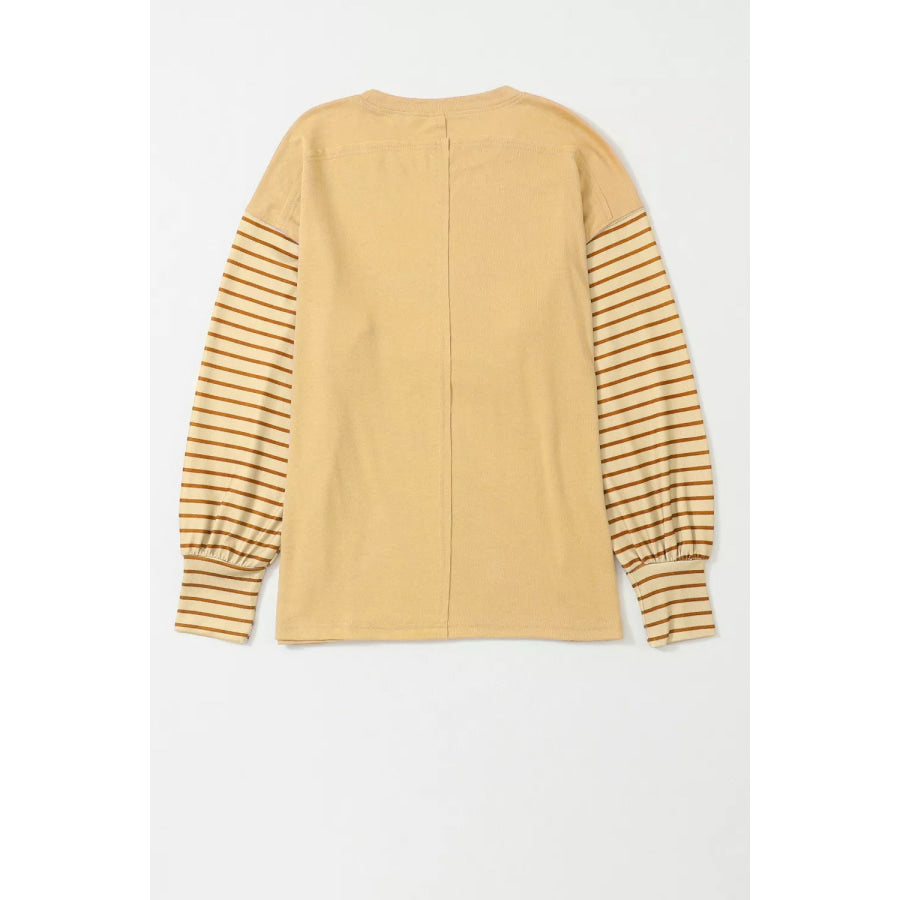 Colorblock Striped Bishop Sleeve Top Apparel and Accessories