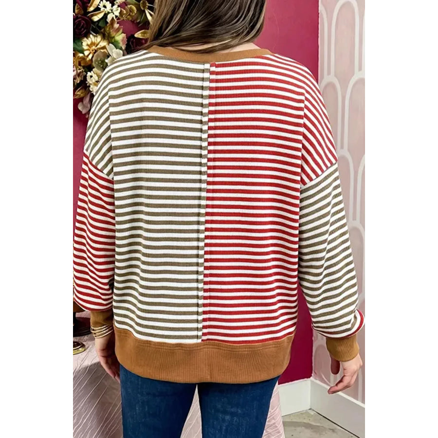 Colorblock Striped V-Neck Top Apparel and Accessories