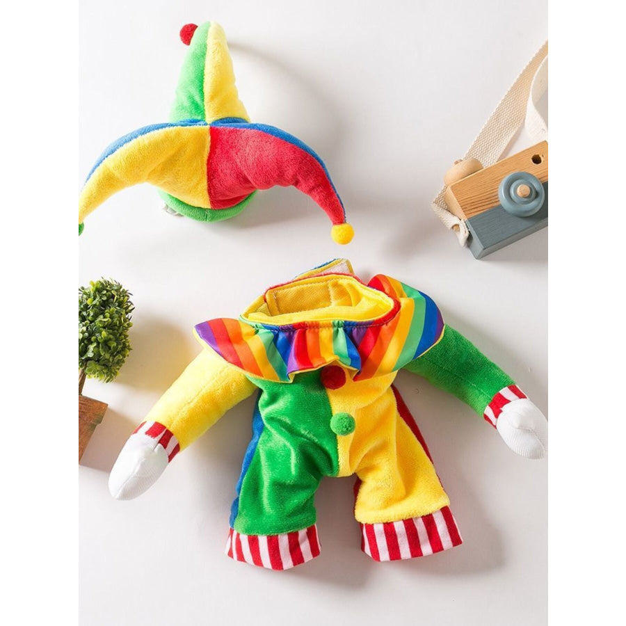 Colorful Clown Pet Jumpsuit with Hat Apparel and Accessories