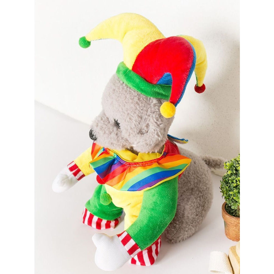Colorful Clown Pet Jumpsuit with Hat Clown Transformation Costume / S Apparel and Accessories