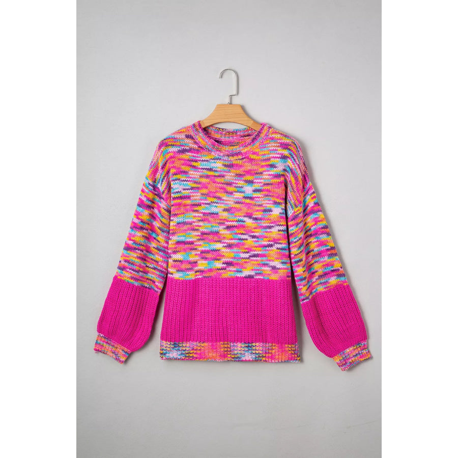 Colorful Knit Crew Neck Sweater Apparel and Accessories