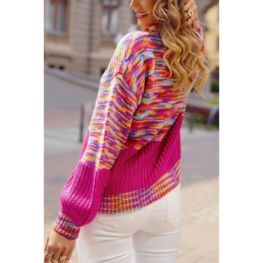 Colorful Knit Crew Neck Sweater Apparel and Accessories