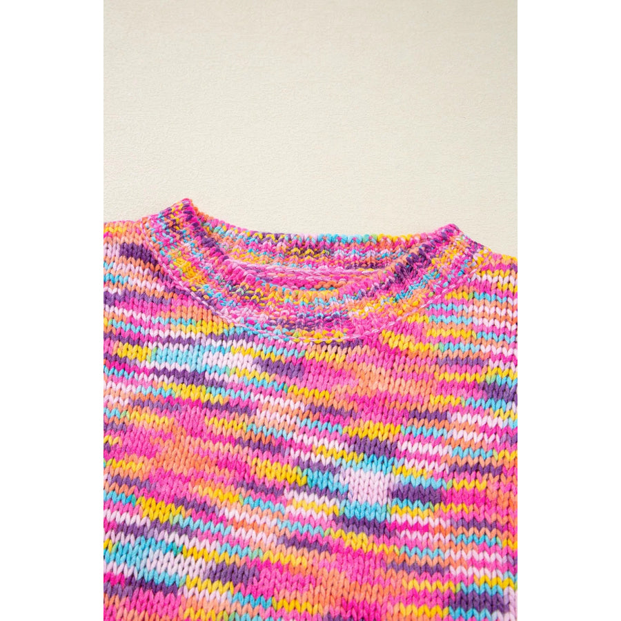 Colorful Knit Crew Neck Sweater Apparel and Accessories