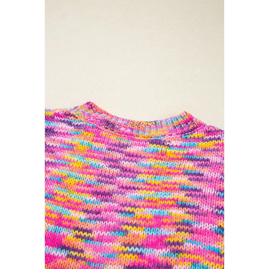 Colorful Knit Crew Neck Sweater Apparel and Accessories