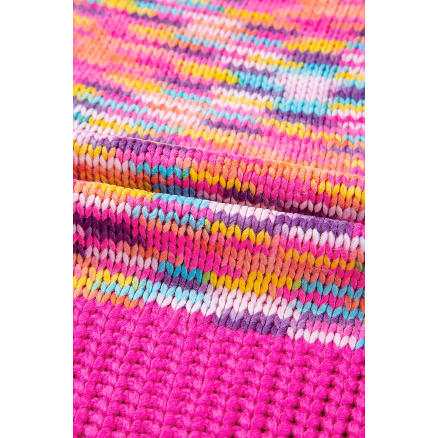 Colorful Knit Crew Neck Sweater Apparel and Accessories