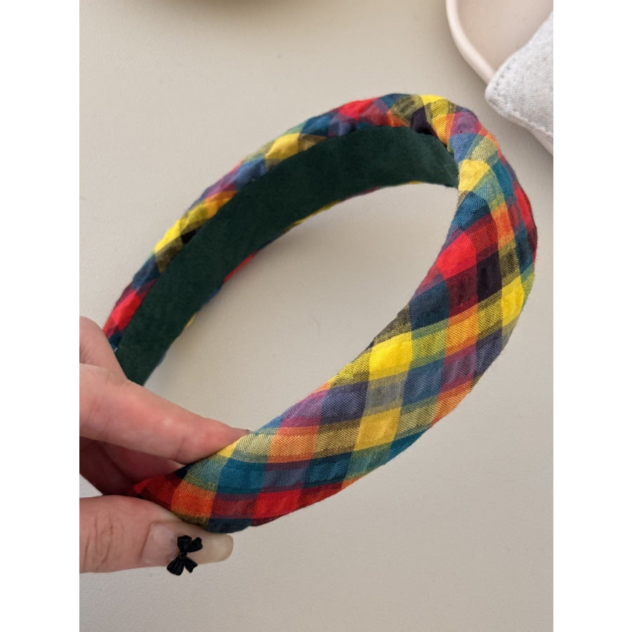 Colorful Polyester Hair Headband Plaid / One Size Apparel and Accessories