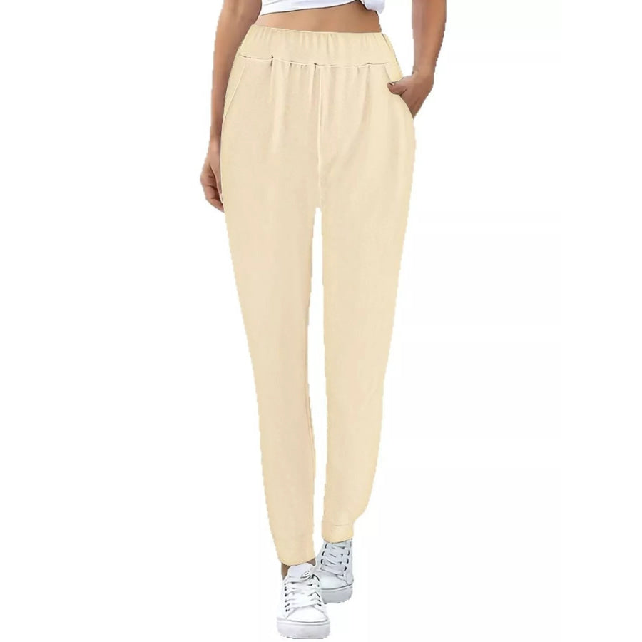 Comfortable Elastic Waist Casual Pants Apparel and Accessories
