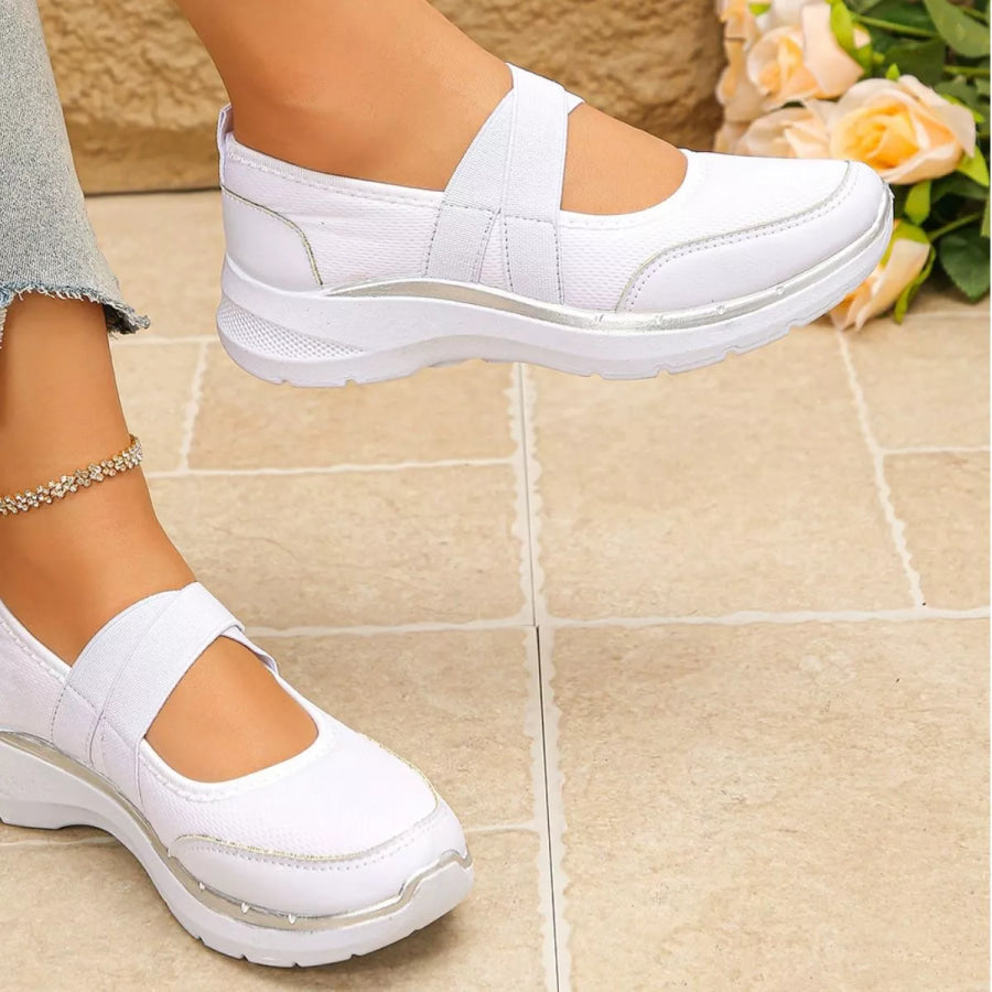 Comfortable Slip-Ons with Elastic Straps White / 36 Apparel and Accessories