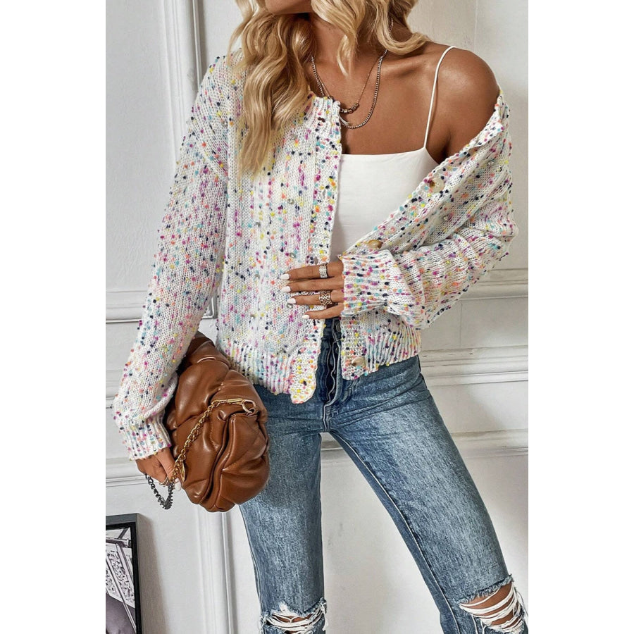 Confetti Button Up Long Sleeve Cardigan Apparel and Accessories