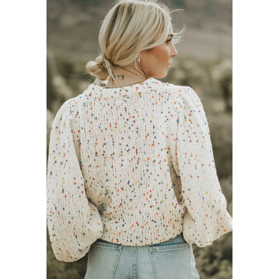 Confetti Round Neck Long Sleeve Sweater Apparel and Accessories