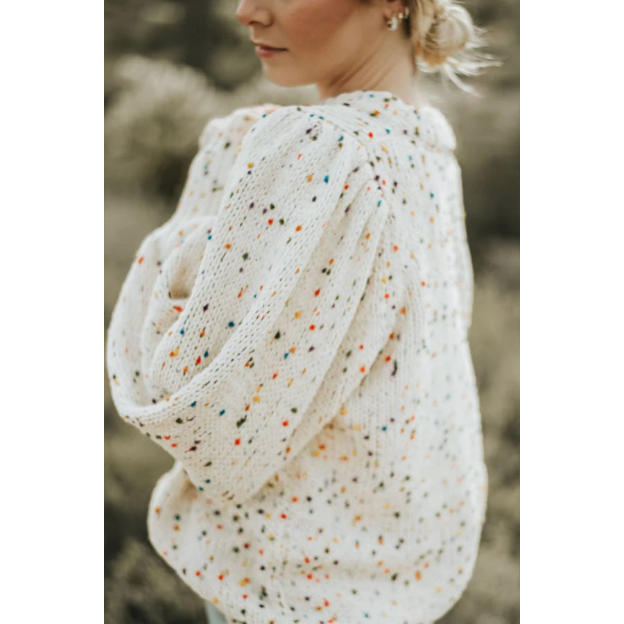 Confetti Round Neck Long Sleeve Sweater Apparel and Accessories