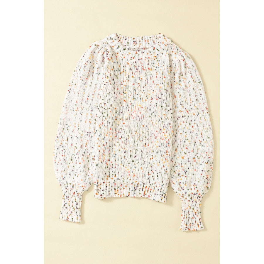 Confetti Round Neck Long Sleeve Sweater Apparel and Accessories