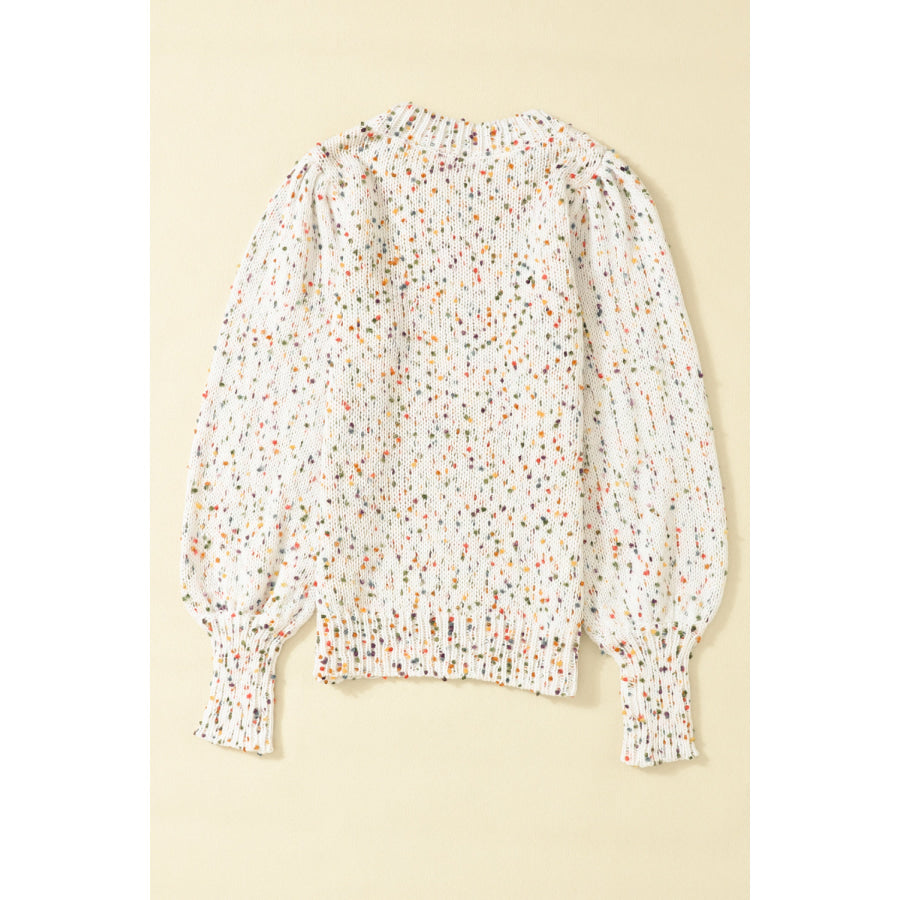 Confetti Round Neck Long Sleeve Sweater Apparel and Accessories